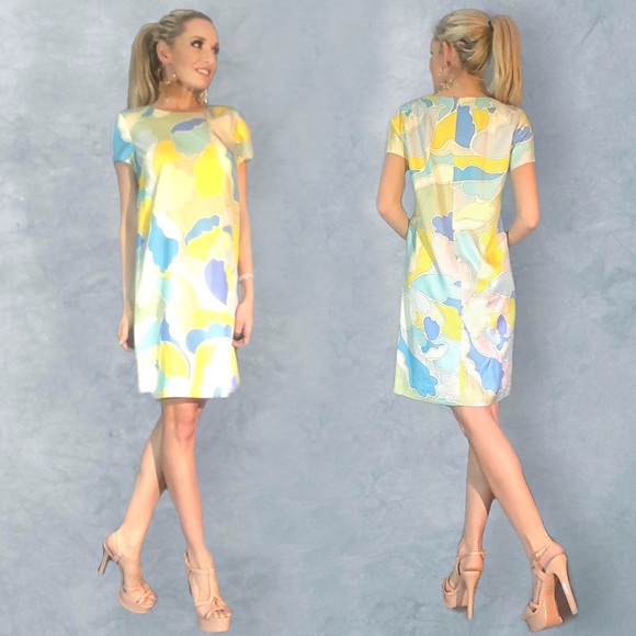 Etcetera Dresses & Skirts - Blue Yellow Pastel Pattern Etcetera Sun Dress